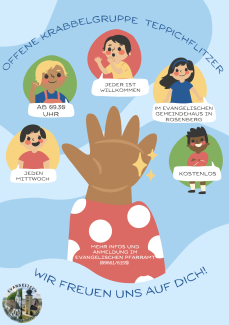 Einladungsflyer Krabbelgruppe Teppichflitzer